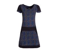 Vishes - Alternative Bekleidung - Damen Longshirt-Kleid Kurzarm Mini-Kleid Tunika-Kleid T-Shirtkleid Schwarz-Blau 44