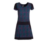Vishes - Alternative Bekleidung - Damen Longshirt-Kleid Kurzarm Mini-Kleid Tunika-Kleid T-Shirtkleid Schwarz-Türkis 36