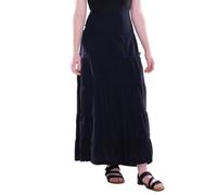 Vishes Alternative Bekleidung - Damen Maxi-Rock Baumwolle Vintage Retro elastischer Bund mit Kordel-Zug schwarz 42-48