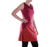 Vishes Alternative Bekleidung - Damen Midi-Kleid Baumwolle Blumen-Muster Wasserfall-Ausschnitt dunkelrot 38