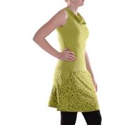 Vishes Alternative Bekleidung - Damen Midi-Kleid Baumwolle Blumen-Muster Wasserfall-Ausschnitt hellgrün 38