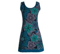 Vishes Alternative Bekleidung - Damen Mini-Kleid Baumwolle Blumen-Muster Rundhalsausschnitt schwarz 44