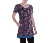 Vishes Alternative Bekleidung - Damen Mini-Kleid Baumwolle geometrisch Rundhalsausschnitt mit Taschen schwarz 44