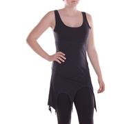 Vishes Alternative Bekleidung - Damen Mini-Kleid Baumwolle Patchwork Design Zipfelsaum schwarz 44