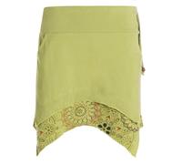 Vishes Alternative Bekleidung - Damen Mini-Rock Baumwolle Mandala-Druck extra breiter Bund mit Kordel-Zug und Taschen hellgrün 36