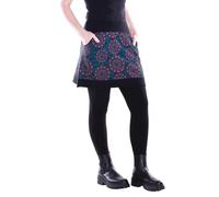 Vishes Alternative Bekleidung - Damen Mini-Rock Baumwolle Mandala-Muster elastischer Bund mit Taschen schwarz 46