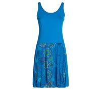 Vishes Alternative Bekleidung - Damen mittellanges Kleid Baumwolle Blumen-Muster Ballonkleid ärmellos blau 40