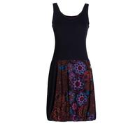 Vishes Alternative Bekleidung - Damen mittellanges Kleid Baumwolle Blumen-Muster Ballonkleid ärmellos schwarz 38