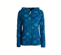 Vishes - Alternative Bekleidung - Damen Patchwork Jacke Blumen-Sweatjacke Hippie-Jacke Kapuzenjacke türkis 40