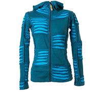 Vishes - Alternative Bekleidung - Damen Patchwork Jacke mit Cutwork und Zipfelkapuze türkis 40