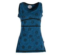 Vishes - Alternative Bekleidung - Damen Sommer-Top Tank-Top Blümchen T-Shirt ärmellos türkis 34-36