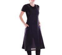 Vishes Alternative Bekleidung - Damen wadenlang Kleid Baumwolle Casual Oversize Look mit Taschen schwarz 48
