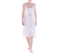 Vishes Alternative Bekleidung - Damen Wadenlang Kleid Baumwolle Fantasie Ärmellos A-Linie Rückenfrei weiß 36