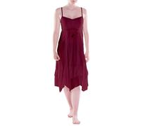 Vishes Alternative Bekleidung - Damen Wadenlang Kleid Baumwolle Fantasie Ärmellos A-Linie Rückenfrei dunkelrot 36