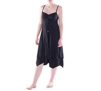 Vishes Alternative Bekleidung - Damen Wadenlang Kleid Baumwolle Fantasie Ärmellos A-Linie Rückenfrei schwarz 48