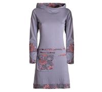 Vishes Alternative Bekleidung - Damen Winterkleid Kapuzenkleid Langarm Baumwoll-Jersey kurz bis Knielang Mandala-Print Gürteltasche warmes Sweatkleid Herbst Winter grau 38