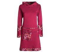 Vishes Alternative Bekleidung - Damen Winterkleid Kapuzenkleid Langarm Baumwoll-Jersey kurz bis Knielang Mandala-Print Gürteltasche warmes Sweatkleid Herbst Winter dunkelrot 42