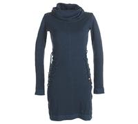Vishes - Alternative Bekleidung - Einfarbiges Kleid mit extra langem Kapuzenkragen und Schnürungen grau 38