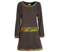 Vishes- Alternative Bekleidung - Extra warmes Winterkleid Damen Langarm Kleider Sweatkleid Fleece Olive 38