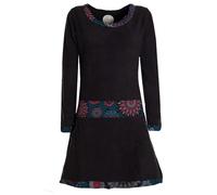 Vishes- Alternative Bekleidung - Extra warmes Winterkleid Damen Langarm Kleider Sweatkleid Fleece schwarz 44