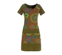 Vishes - Alternative Bekleidung - Kurzarm Damen Sommer-Kleid Mini-Kleid Tunika-Kleid T-Shirtkleid Olive 40