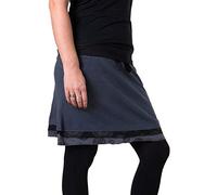 Vishes - Alternative Bekleidung - Kurzer Lagenlook Rock aus Baumwolle - mit Taschen zum Binden schwarz-grau 34