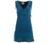 Vishes - Alternative Bekleidung - Kurzes ärmelloses Mini Sommerkleid Bedruckt - Tunika Türkis 34-36