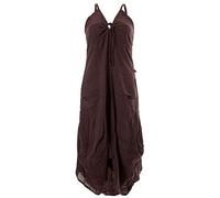 Vishes - Alternative Bekleidung - Lagenlook Ballonkleid mit verstellbaren Trägern Dunkelbraun 36-38