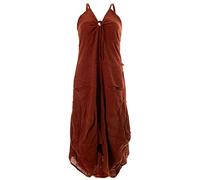 Vishes - Alternative Bekleidung - Lagenlook Ballonkleid mit verstellbaren Trägern Hellbraun 44