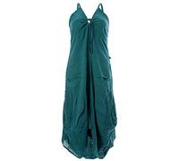 Vishes - Alternative Bekleidung - Lagenlook Ballonkleid mit verstellbaren Trägern türkis 34-36