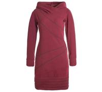 Vishes - Alternative Bekleidung - Langärmliges Patchwork Hoodie Eco Fleecekleid Pullover-Kleid Daumenlöcher dunkelrot 42