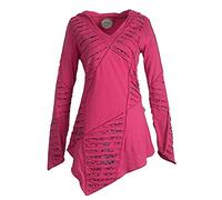 Vishes - Alternative Bekleidung - Langarm Damen Baumwoll Cutwork-Kleid Hoodie Zipfelkapuze Asymmetrisch rosa 36