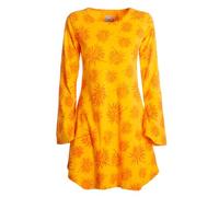 Vishes - Alternative Bekleidung - Langarm Damen Blumen-Tunika Shirt-Kleid Glockenärmel Baumwolle gelb 44