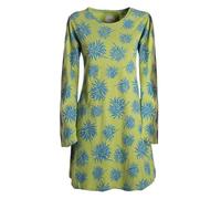 Vishes - Alternative Bekleidung - Langarm Damen Blumen-Tunika Shirt-Kleid Glockenärmel Baumwolle grün 44