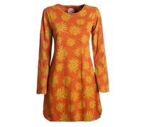 Vishes - Alternative Bekleidung - Langarm Damen Blumen-Tunika Shirt-Kleid Glockenärmel Baumwolle orange 34-36