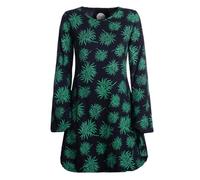 Vishes - Alternative Bekleidung - Langarm Damen Blumen-Tunika Shirt-Kleid Glockenärmel Baumwolle schwarz-grün 44
