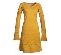 Vishes - Alternative Bekleidung - Langarm Damen Freizeit Lagenlook Jerseykleid Strickkleid Sweatshirt-Kleid gelb 46