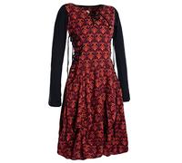 Vishes - Alternative Bekleidung - Langarm Damen Jersey-Kleid Blumenkleid Schnürung V-Ausschnitt dunkelrot 40