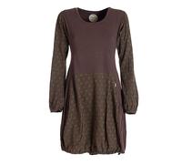 Vishes - Alternative Bekleidung - Langarm Damen-Keid Ballon-Kleid Shirt-Kleid kurz Loose fit braun 42