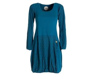 Vishes - Alternative Bekleidung - Langarm Damen-Keid Ballon-Kleid Shirt-Kleid kurz Loose fit türkis 38