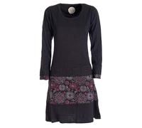 Vishes - Alternative Bekleidung - Langarm Damen Keid Mandala Druck Rundhals Ausschnitt schwarz 40