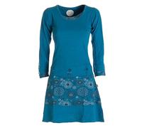 Vishes - Alternative Bekleidung - Langarm Damen Keid Mandala Druck Rundhals Ausschnitt türkis 38-40