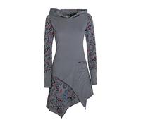 Vishes - Alternative Bekleidung - Langarm Damen Kleid Elfen Zipfelkleid Zipfelige Elfentunika Bedruckt grau 40-42