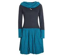 Vishes - Alternative Bekleidung - Langarm Damen Kleid Jerseykleid Strickkleid Ballonkleid - Kleid Damen Langarm Kleid Herbst schwarz-türkis 38-40