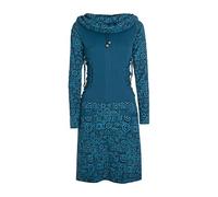Vishes - Alternative Bekleidung - Langarm Damen Kleid Jerseykleid Strickkleid Sweatshirtkleid - Kleid Damen Langarm Kleid Herbst türkis 40