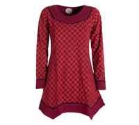 Vishes - Alternative Bekleidung - Langarm Damen Tunika Shirt-Kleid Ethno Zipfel-Bluse Blusenkleid dunkelrot 48-50