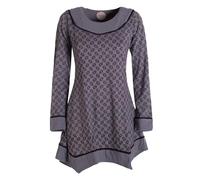 Vishes - Alternative Bekleidung - Langarm Damen Tunika Shirt-Kleid Ethno Zipfel-Bluse Blusenkleid grau 52