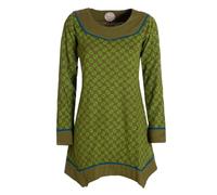 Vishes - Alternative Bekleidung - Langarm Damen Tunika Shirt-Kleid Ethno Zipfel-Bluse Blusenkleid Olive 36
