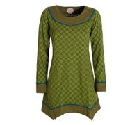 Vishes - Alternative Bekleidung - Langarm Damen Tunika Shirt-Kleid Ethno Zipfel-Bluse Blusenkleid Olive 44-46