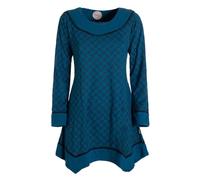 Vishes - Alternative Bekleidung - Langarm Damen Tunika Shirt-Kleid Ethno Zipfel-Bluse Blusenkleid türkis 52
